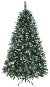 HOMCOM Brad de Crăciun Înzăpezit Înalt 180 cm cu 910 Ramuri, Brad Artificial de Interior cu Conuri Decorative, Bază Metalică Pliabilă, Verde | Aosom Romania