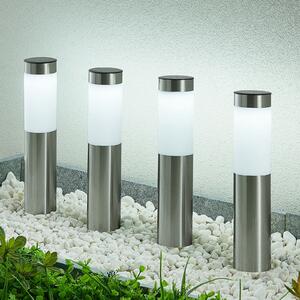 Lindby Lampă cu soclu LED, set de 4, vârf sol, 31 cm, IP44, Metalic, Oțel inoxidabil, Modern