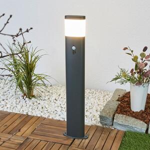 Lindby bornă luminoasă LED Obri, 80 cm, antracit, senzor, Negru, Metal, Modern