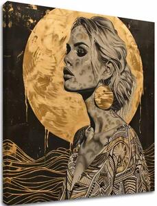 Tablou de perete elegantă a unei femei Golden Aura - 60x60 cm