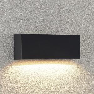 Lindby LED lampă de perete pentru exterior Jarte, 24 cm, jos, gri, IP65, Negru, Plastic, Modern, Soclu de perete jos