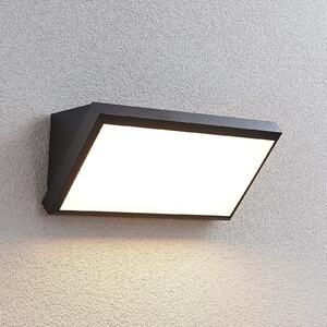 Lindby LED lampă de perete pentru exterior Abby, gri, plastic, IP65, Negru, Plastic, Modern, Soclu de perete jos