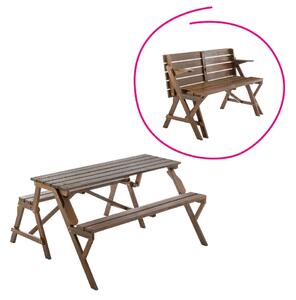 KONDELA Masă de grădină/bancă, 2în1, maro, ZAGIR