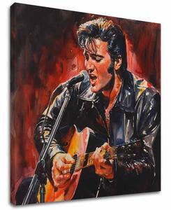Tablou de perete ELVIS PRESLEY - Icoană pe scenă | finisată de mâna artistului - 60x60 cm
