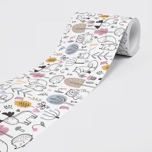Bordură autocolantă din vlies animale de pădure 15 cm x 5 m