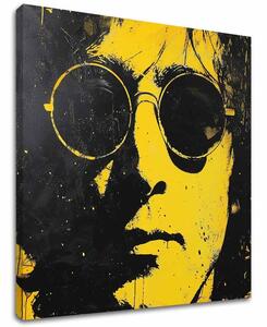 Tablou de perete JOHN LENNON - Reflexie galbenă a realității | finisată de mâna artistului - 60x60 cm
