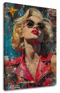 Tablou de perete MARILYN MONROE - Icoană în strălucirea luminilor | finisată de mâna artistului - 60x90 cm