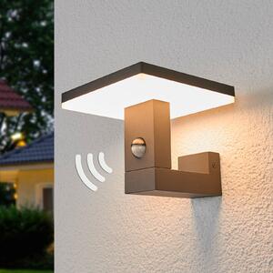 Lucande LED lumina de perete în aer liber Olesia, 15 cm, senzor, IP54, Negru, Aluminiu, Modern