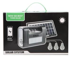 Kit solar GD-Lite 8017 dotat cu dispozitive USB cu 3 becuri LED si acumulator