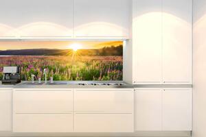 Fototapet pentru bucătărie - apus de soare pe pajiște 180 x 60 cm