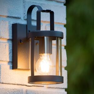 Lucide Lumina de perete în aer liber Lindelo cu sticlă transparentă, reglabil, Negru, Metal, Modern