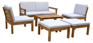 KONDELA Set de grădină, lemn de salcâm, gri deschis/natural, VALDEZ