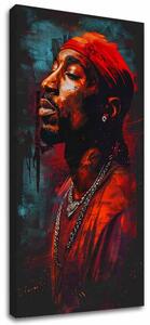 Tablou de perete TUPAC SHAKUR - Icoana din spatele microfonului | finisată de mâna artistului - 50x100 cm