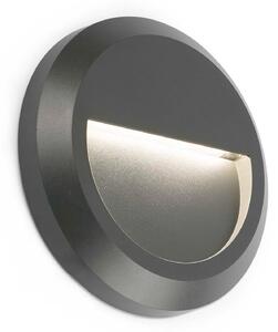 FARO BARCELONA Aplică LED rotundă de exterior Grant, Negru, Plastic, Modern, Soclu de perete jos