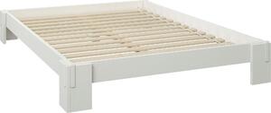 Pat Zen lemn masiv cu somiera, alb 140/200 cm