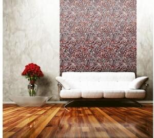 Tapet vlies de lux abstract floral roșu și alb