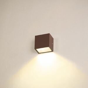 SLV Sitra Single LED lumina de perete în aer liber jos, rugină, Maro / Rugină, Metal, Modern, Soclu de perete jos