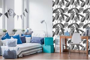 Tapet vlies de lux frunze exotice gri