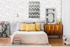 Tapet vlies de lux forme geometrice retro albe
