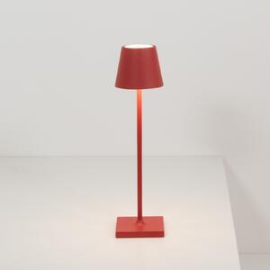 Zafferano Lampă cu acumulator Poldina micro IP65 roșie, reglabil, Roșu, Aluminiu, Modern