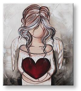 Tablou de perete pictat ANGEL 1 parte - 60x70 cm / Clasic 2 cm