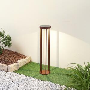 Lucande Evelis bornă luminoasă LED, culoare rugină, aluminiu, senzor