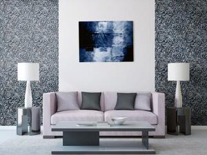 Tapet vlies de lux abstract floral albastru și alb