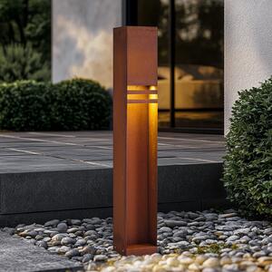 Lucande Bornă luminoasă LED Oxido, culoare ruginie, înălțime 80 cm, IP44, Maro / Rugină, Metal, Modern