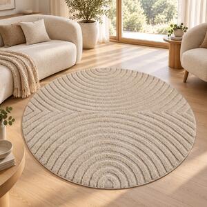 Covor Rotund VivaDeco Art V2, D120 cm, Bej, 100% Polipropilena, Fir 8 mm, 1900 g/mp, OEKO-TEX Standard 100
