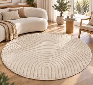 Covor Rotund VivaDeco Art V2, D200 cm, Crem, 100% Polipropilena, Fir 8 mm, 1900 g/mp, OEKO-TEX Standard 100