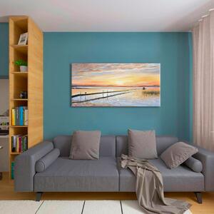 Tablou canvas COLOURF SUNSET AT THE COAST - 60x30 cm