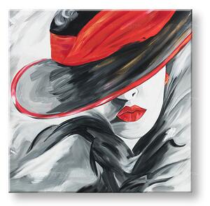 Tablou canvas FEMEIE CU PĂLĂRIE NEAGRĂ 1 buc - 50x50 cm