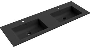 Mexen Otis, chiuvetă dublă încastrată în blat 141 × 46,5 cm, negru mat, 25181471D