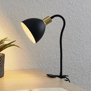 Lindby Genora lampă cu prindere, negru, Negru, Camera de zi / sufragerie, Metal, Modern