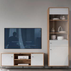Comodă TV 183 cm, culoare stejar artisan/alb BACARDI
