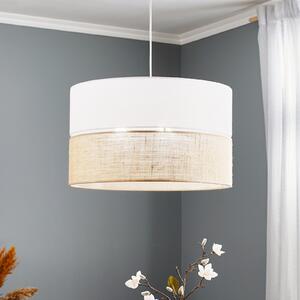 TK Lighting Lampă suspendată Linobianco cu iută, reglabil, Alb, Camera de zi / sufragerie, Țesătură / Textil, Modern