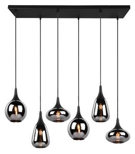 Lumina suspendată, 6 lumini, negru/cromatic, sticlă