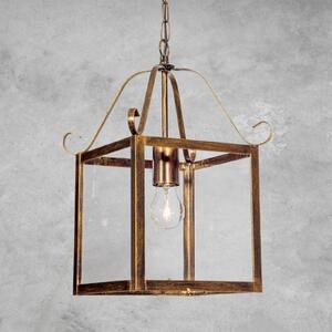 ORION Lampă susp. elegantă FALOTTA unghiulară, 1 bec, reglabil, Maro / Rugină, Camera de zi / sufragerie, Metal, Antichitate, Felinar