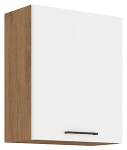 KONDELA Cabinet superior, stejar Lancelot/alb extra lucios HG, VEGA 60 G-72 1F