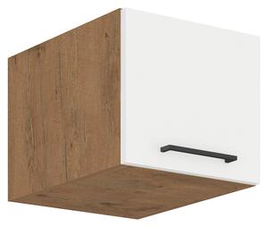 KONDELA Cabinet superior, stejar Lancelot/alb extra lucios HG, VEGA 40 NAGU-36 1F