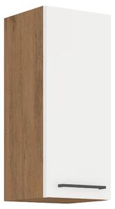 KONDELA Cabinet superior, stejar Lancelot/alb extra lucios HG, VEGA 30 G-72 1F