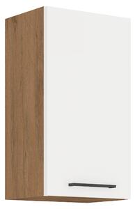 KONDELA Cabinet superior, stejar Lancelot/alb extra lucios HG, VEGA 40 G-72 1F
