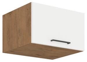KONDELA Cabinet superior, stejar Lancelot/alb extra lucios HG, VEGA 60 NAGU-36 1F