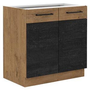 KONDELA Dulap pentru chiuvetă, gri mat/stejar lancelot, VEGA 80 ZL 2F BB