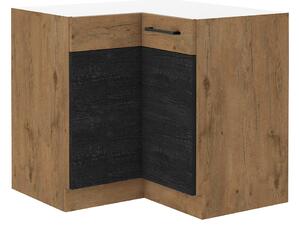 KONDELA Dulap inferior de colţ, gri mat/stejar lancelot, VEGA 90x90 DN 1F BB