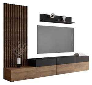 Set de living Comfivo Munium II, Nuc, Negru, PAL laminat, 106 kg