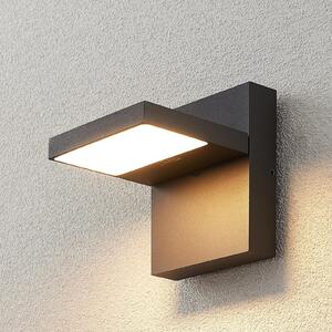 Lucande LED lampă de perete pentru exterior Silvan, antracit, IP65, 14 cm, Negru, Aluminiu, Modern, Perete unghiular