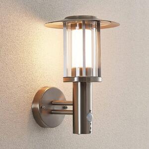 Lindby LED lampă de exterior Gregory, senzor, oțel inoxidabil, IP44, Metalic, Oțel inoxidabil, Modern
