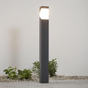 Lucande Kiran bornă luminoasă, 100 cm, gri, metal, IP44, E27, reglabil, Negru, Aluminiu, Modern