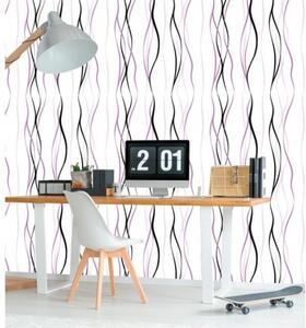 Tapet vlies de lux linii ondulate violet
